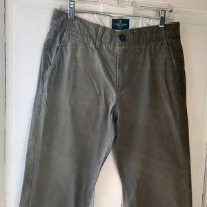 Olive green khaki pants.